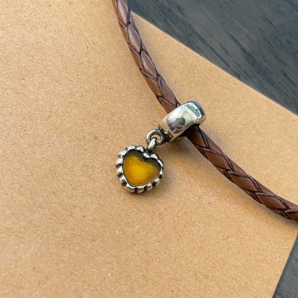 PANDORA Brown Braided Double Leather Charm Bracelet Necklace - Picture 10 of 15